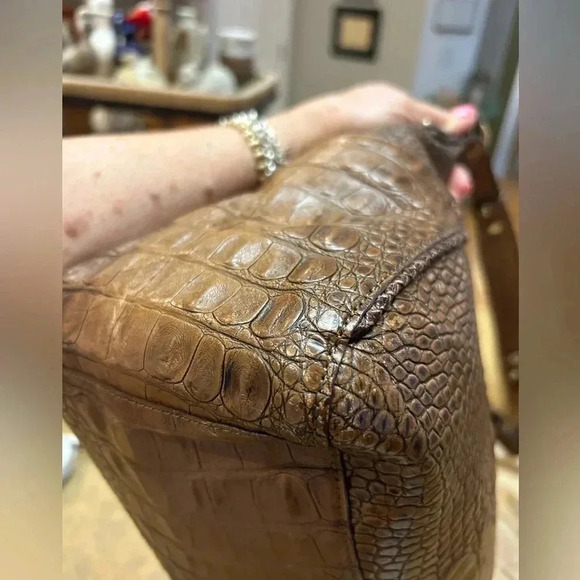 Brahmin Toasted Almond Anne Croc Handbag - Picture 11 of 16